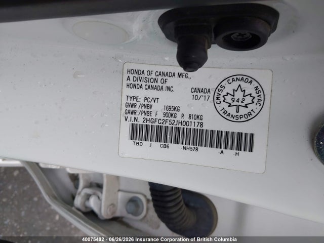 Honda Civic 2018 2HGFC2F52JH001178 Image 9