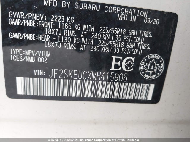 Subaru Forester Limited 2021 JF2SKEUCXMH415906 Image 9