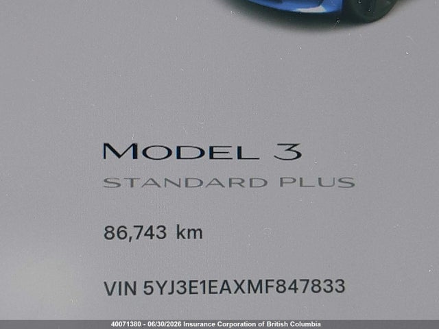 5YJ3E1EAXMF847833 Tesla MODEL 3