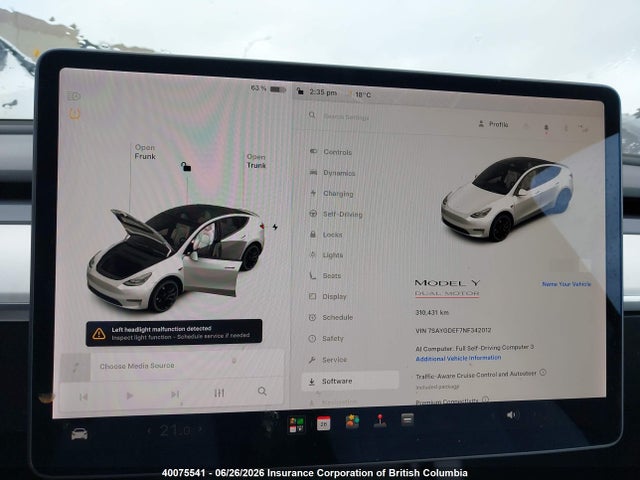 40075541 :رقم المزاد ، 7SAYGDEF7NF342012 vin ، 2022 Tesla Model Y مزاد بيع
