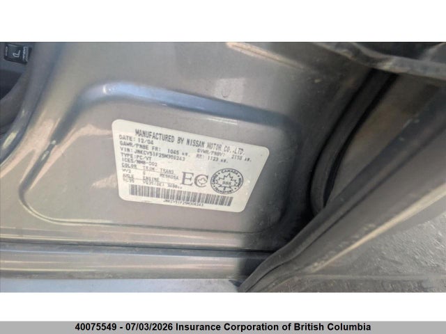 40075549 :رقم المزاد ، JNKCV51F25M306243 vin ، 2005 Infiniti G35 X مزاد بيع