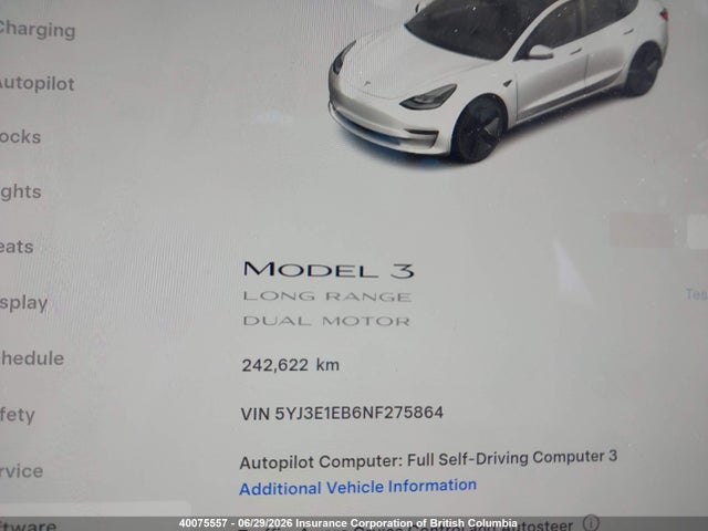 Tesla MODEL 3 2022 5YJ3E1EB6NF275864 Image 15