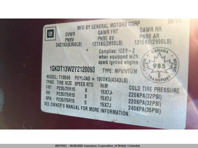 Продаж на аукціоні авто 2000 Gmc Jimmy, vin: 1GKDT13W2Y2120093, номер лоту: 40075563