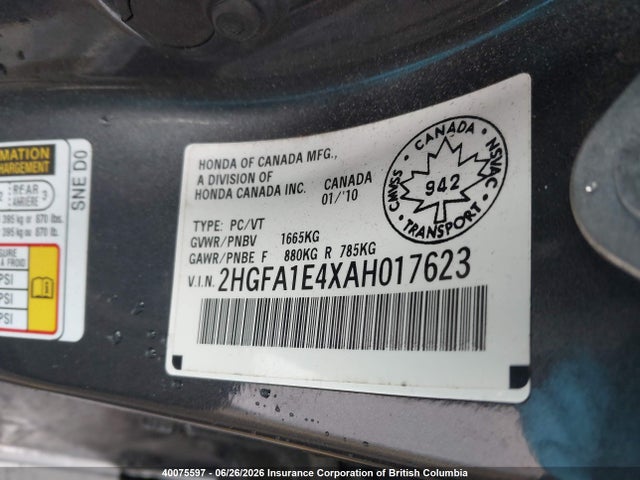 Продаж на аукціоні авто 2010 Honda Civic, vin: 2HGFA1E4XAH017623, номер лоту: 40075597