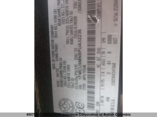 Ford Escape St Line 2023 1FMCU9MN8PUA32236 Image 9