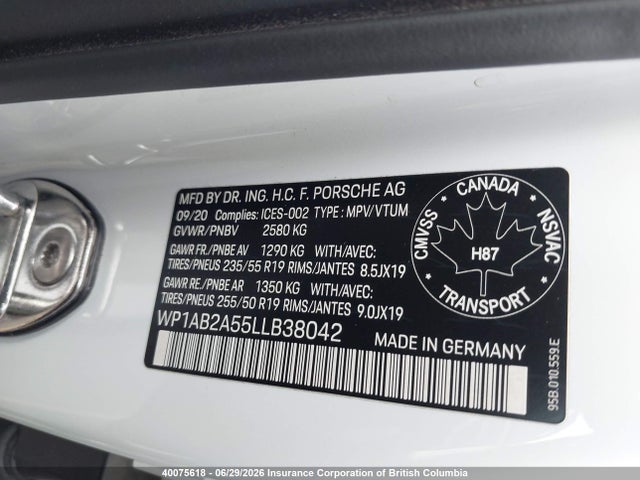 WP1AB2A55LLB38042 Porsche Macan