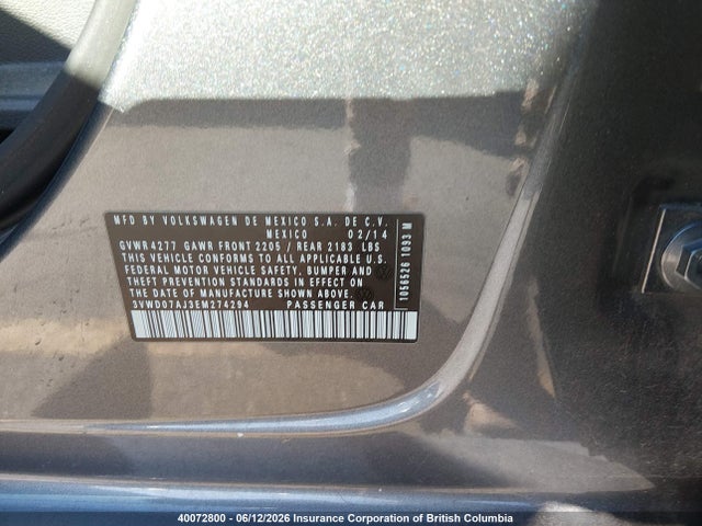 Продаж на аукціоні авто 2014 Volkswagen Jetta Se, vin: 3VWD07AJ3EM274294, номер лоту: 40072800