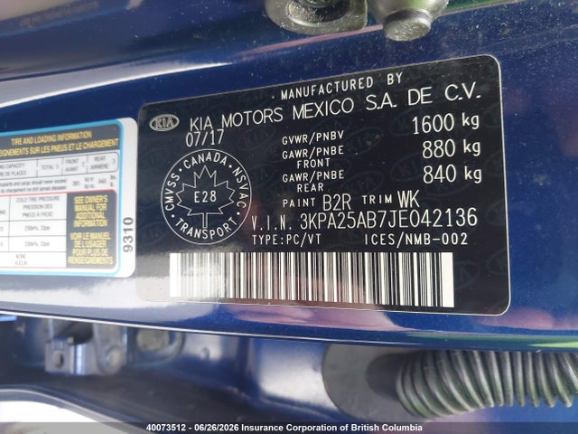 Aukcja sprzedaży 2018 Kia Rio Lx/s, vin: 3KPA25AB7JE042136, numer aukcji: 40073512