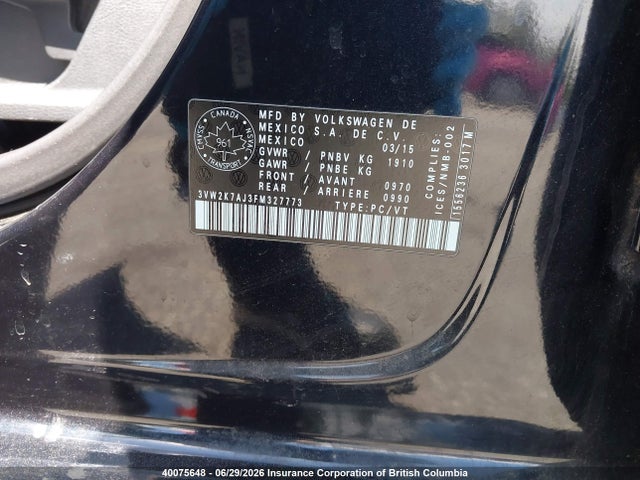 Volkswagen Jetta 2015 3VW2K7AJ3FM327773 Image 9