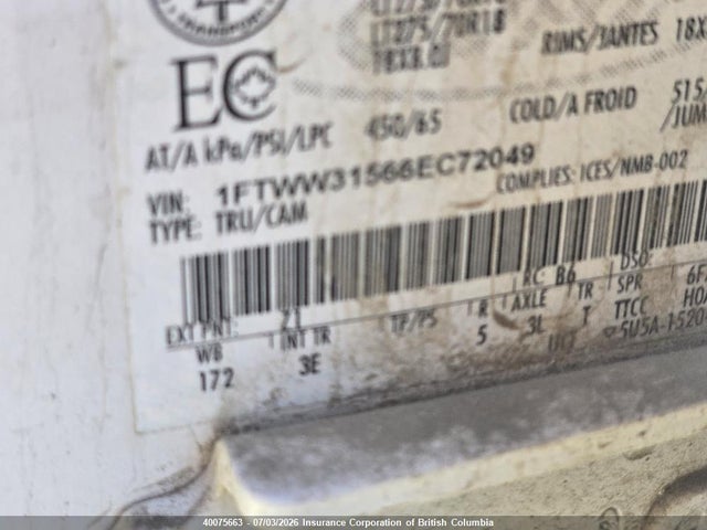40075663 :رقم المزاد ، 1FTWW31566EC72049 vin ، 2006 Ford F350 مزاد بيع