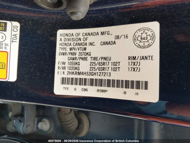 Honda CR-V 2016 2HKRM4H53GH127213 Image 9
