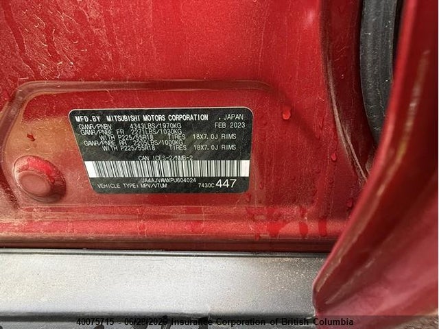 40075715 :رقم المزاد ، JA4AJVAWXPU604024 vin ، 2023 Mitsubishi Rvr مزاد بيع