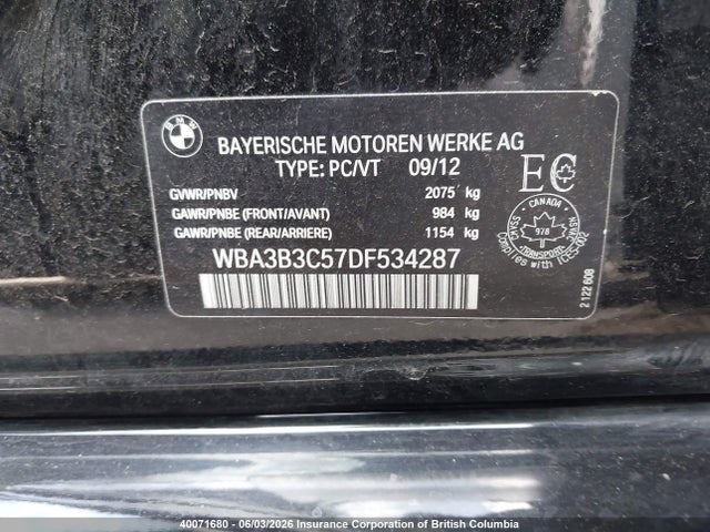 2013 Bmw 328 Xi მანქანა იყიდება აუქციონზე, vin: WBA3B3C57DF534287, აუქციონის ნომერი: 40071680