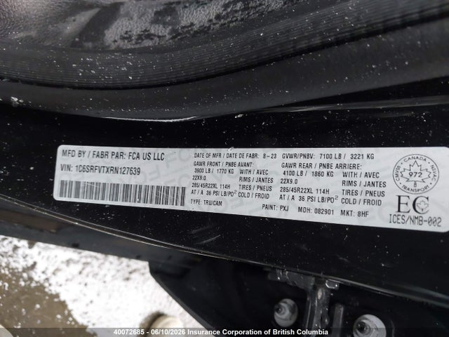 1C6SRFVTXRN127639 RAM 1500 Sport