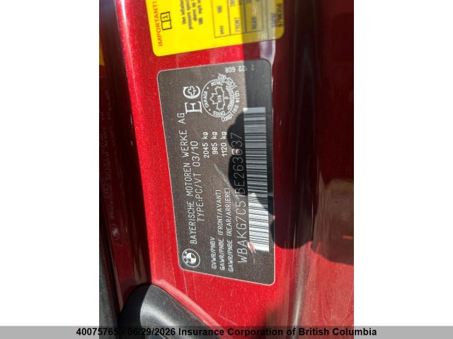 40075765 :رقم المزاد ، WBAKG7C51BE263637 vin ، 2011 Bmw 3-series مزاد بيع