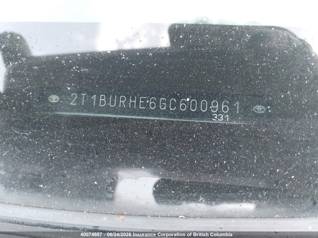 2T1BURHE6GC600961 Toyota Corolla L/le/le Pls/prm/s/s Pls