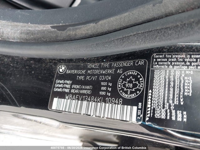 Продаж на аукціоні авто 2004 Bmw 320i, vin: WBAEV13484KL10948, номер лоту: 40075785