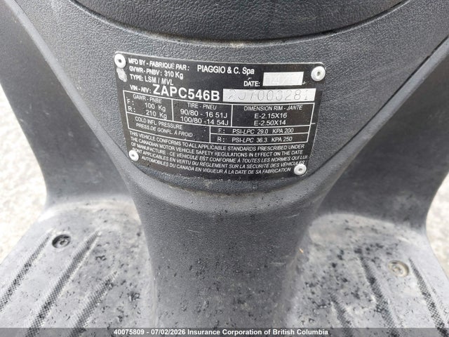 Piaggio Vespa 2018 ZAPC546B2J7000281 Image 12
