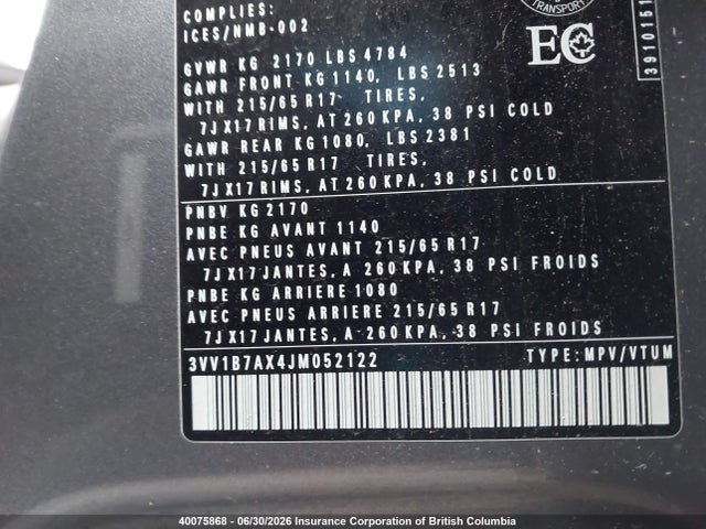 Volkswagen TIGUAN S 2018 3VV1B7AX4JM052122 Image 9