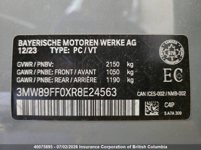 3MW89FF0XR8E24563 BMW 330I