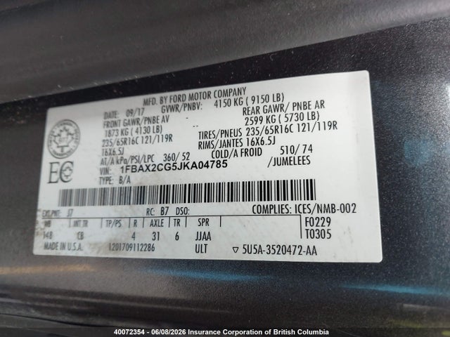 Ford Transit T-350 2018 1FBAX2CG5JKA04785 Image 9