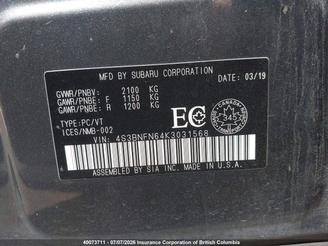 4S3BNFN64K3031568 Subaru Legacy 3.6r Limited