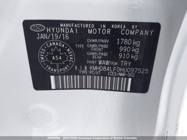Aukcja sprzedaży 2017 Hyundai Elantra Se/value/limited, vin: KMHD84LF0HU097525, numer aukcji: 40068998
