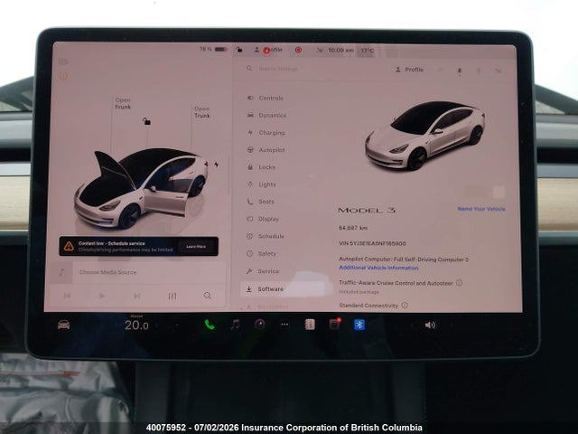 40075952 :رقم المزاد ، 5YJ3E1EA5NF165900 vin ، 2022 Tesla Model 3 مزاد بيع