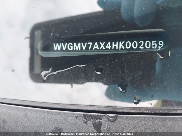 2017 Volkswagen Tiguan Comfortline მანქანა იყიდება აუქციონზე, vin: WVGMV7AX4HK002059, აუქციონის ნომერი: 40075959