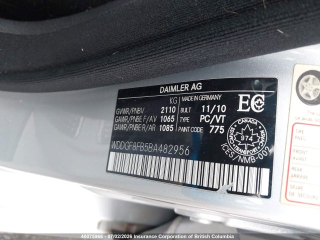 2011 Mercedes-benz C 250 4matic მანქანა იყიდება აუქციონზე, vin: WDDGF8FB5BA482956, აუქციონის ნომერი: 40075966