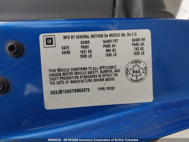 Продажа на аукционе авто 1996 Pontiac Sunfire Se, vin: 3G2JB124XTS882672, номер лота: 40069239