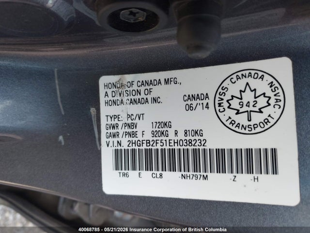 Honda Civic Lx 2014 2HGFB2F51EH038232 Image 9