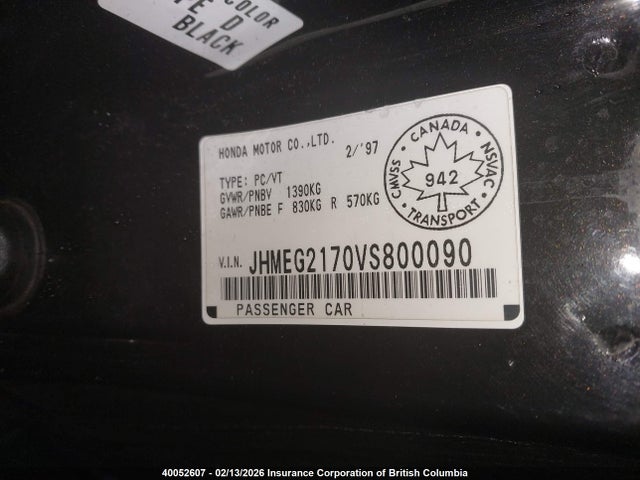 Продаж на аукціоні авто 1997 Honda Civic Del Sol, vin: JHMEG2170VS800090, номер лоту: 40052607