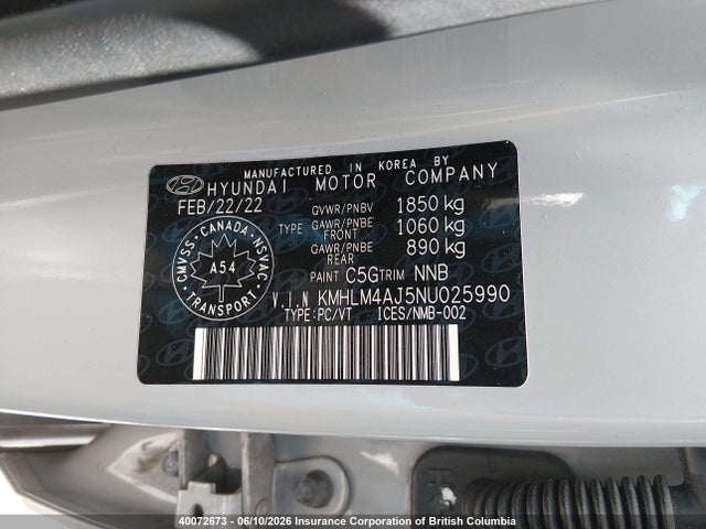 Aukcja sprzedaży 2022 Hyundai Elantra Blue, vin: KMHLM4AJ5NU025990, numer aukcji: 40072673