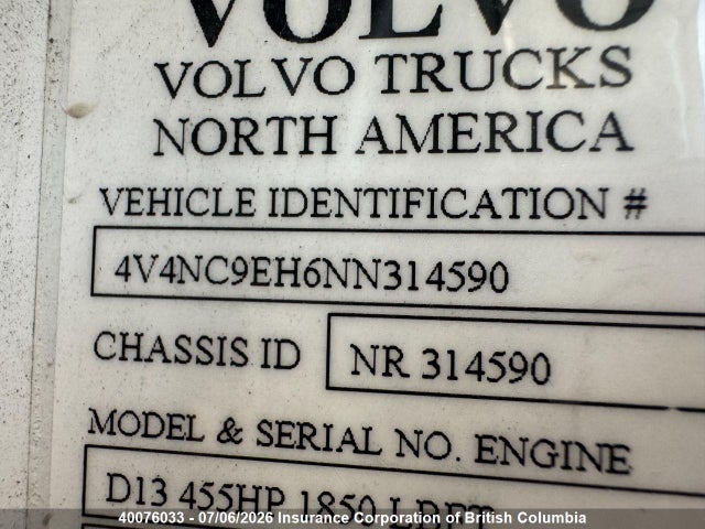 Продажа на аукционе авто 2022 Volvo Vn L, vin: 4V4NC9EH6NN314590, номер лота: 40076033