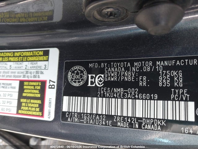 2010 Toyota Corolla Matrix მანქანა იყიდება აუქციონზე, vin: 2T1KU4EE3AC466019, აუქციონის ნომერი: 40072840