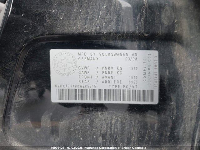Aukcja sprzedaży 2008 Volkswagen Rabbit, vin: WVWCA71K88W285915, numer aukcji: 40076123