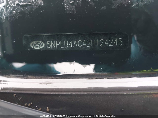 40076155 :رقم المزاد ، 5NPEB4AC4BH124245 vin ، 2011 Hyundai Sonata Gls مزاد بيع
