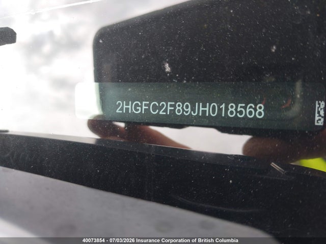 Продаж на аукціоні авто 2018 Honda Civic Ex, vin: 2HGFC2F89JH018568, номер лоту: 40073854