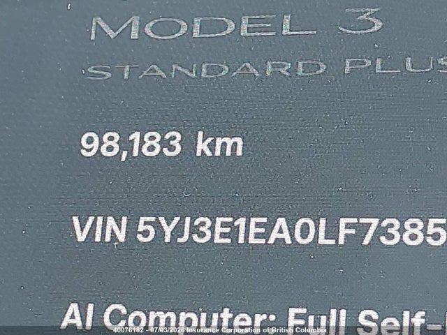 Продажа на аукционе авто 2020 Tesla Model 3, vin: 5YJ3E1EA0LF738506, номер лота: 40076182