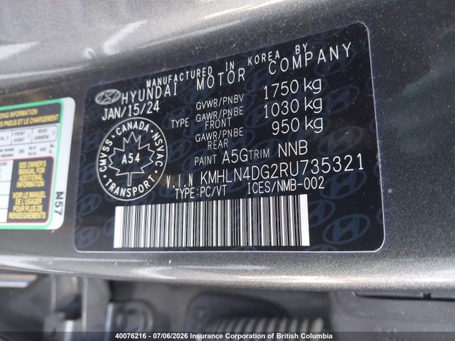 Aukcja sprzedaży 2024 Hyundai Elantra Luxury, vin: KMHLN4DG2RU735321, numer aukcji: 40076216