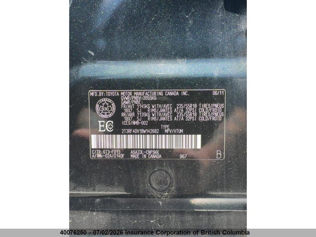2011 Toyota Rav4 მანქანა იყიდება აუქციონზე, vin: 2T3RF4DV1BW142682, აუქციონის ნომერი: 40076250