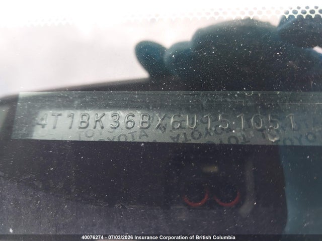 2006 Toyota Avalon Xl/xls/touring/limited მანქანა იყიდება აუქციონზე, vin: 4T1BK36BX6U151051, აუქციონის ნომერი: 40076274