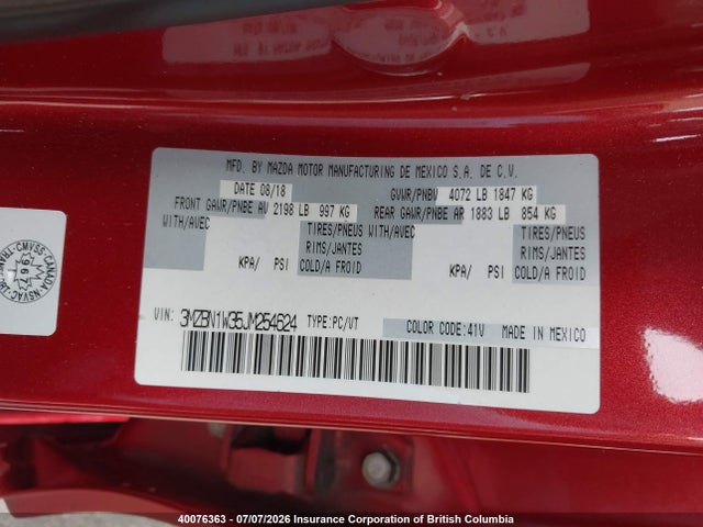 3MZBN1W35JM254624 Mazda 3 Grand Touring