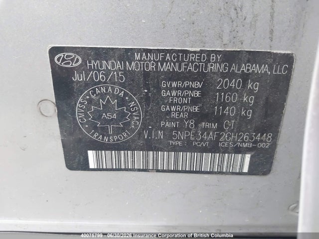 Продаж на аукціоні авто 2016 Hyundai Sonata Sport/limited, vin: 5NPE34AF2GH263448, номер лоту: 40075799