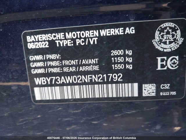 BMW I4 2022 WBY73AW02NFN21792 Image 9