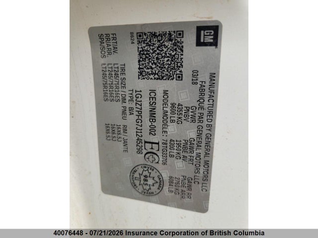 1GJZ7PFG7J1245298 GMC Savana 3500 Lt
