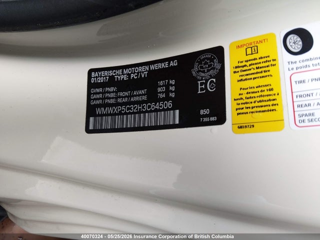 Mini Cooper 2017 WMWXP5C32H3C64506 Image 9