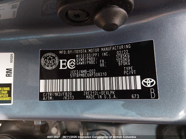 Toyota Corolla Le/xle 2022 5YFBPMBE6NP308310 Image 9