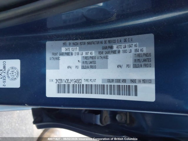 3MZBN1W36JM194563 Mazda 3 Grand Touring